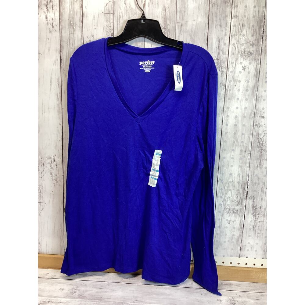 Perfect XXL Size Plus Women Premium Rayon Long Sleeve T-Shirt Blue NWT